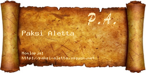Paksi Aletta névjegykártya